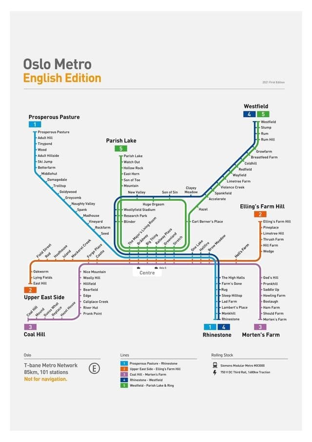 Oslo subway station map